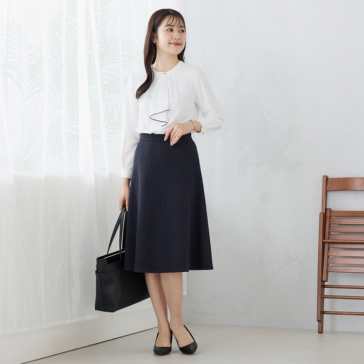 九分袖 配色ラッフルフリルブラウス【AOKI公式通販】