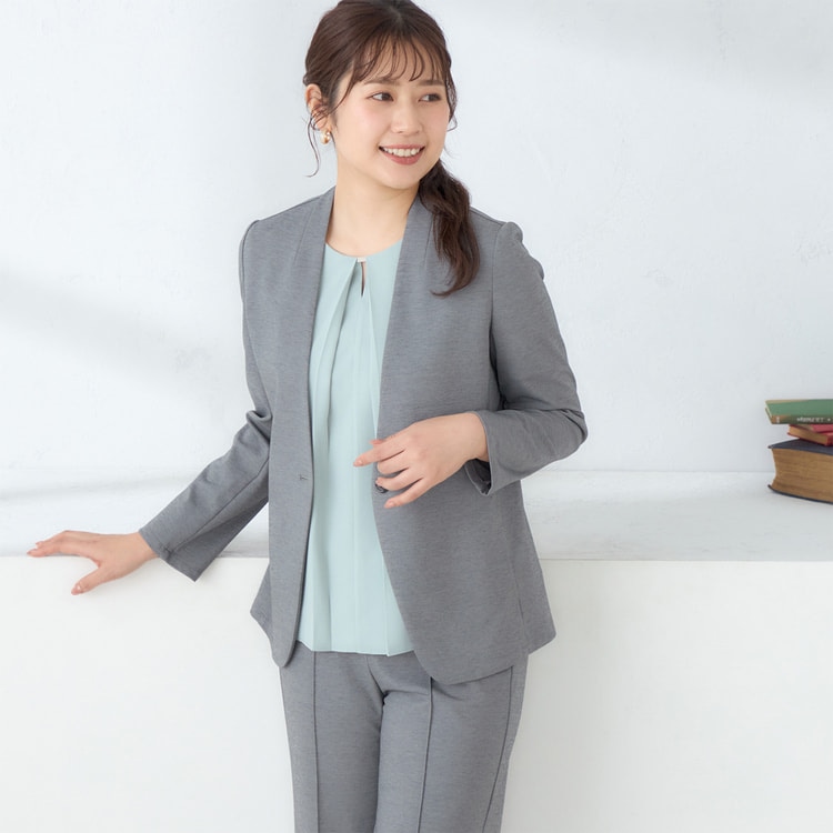 パジャマスーツ】 接触冷感 ナイロンポンチジャージ ノーカラー