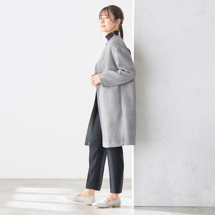 グレンチェックノーカラーコート【AOKI公式通販】