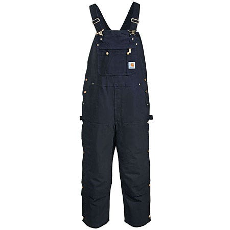 Carhartt 106671 Men's Black Duck Unlined Zip-to-Thigh Bib Overalls