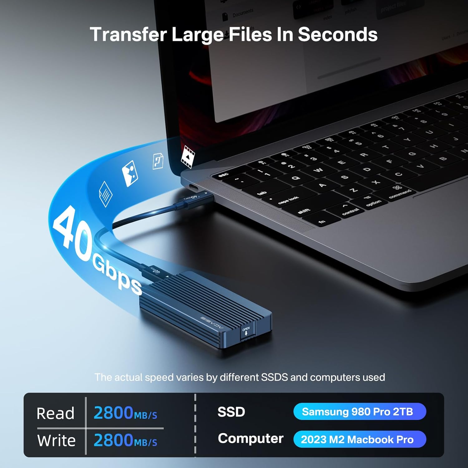 Acasis 40Gbps Tool-free M.2 NVMe SSD Enclosure Compatible with Thunder