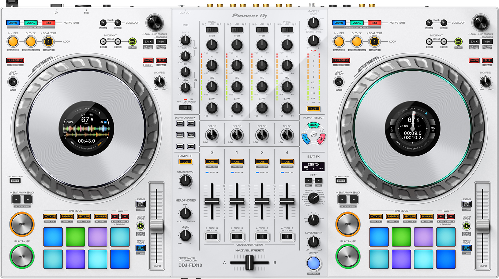 Pioneer DJ DDJ-FLX10-W Professional 4 Channel DJ Controller