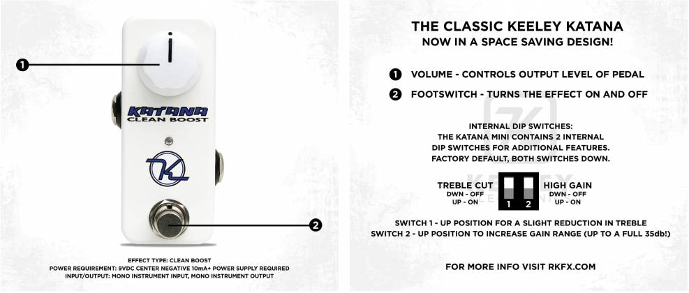 Keeley Electronics Mini Katana Clean Boost Mini Pedal KATANA-MINI