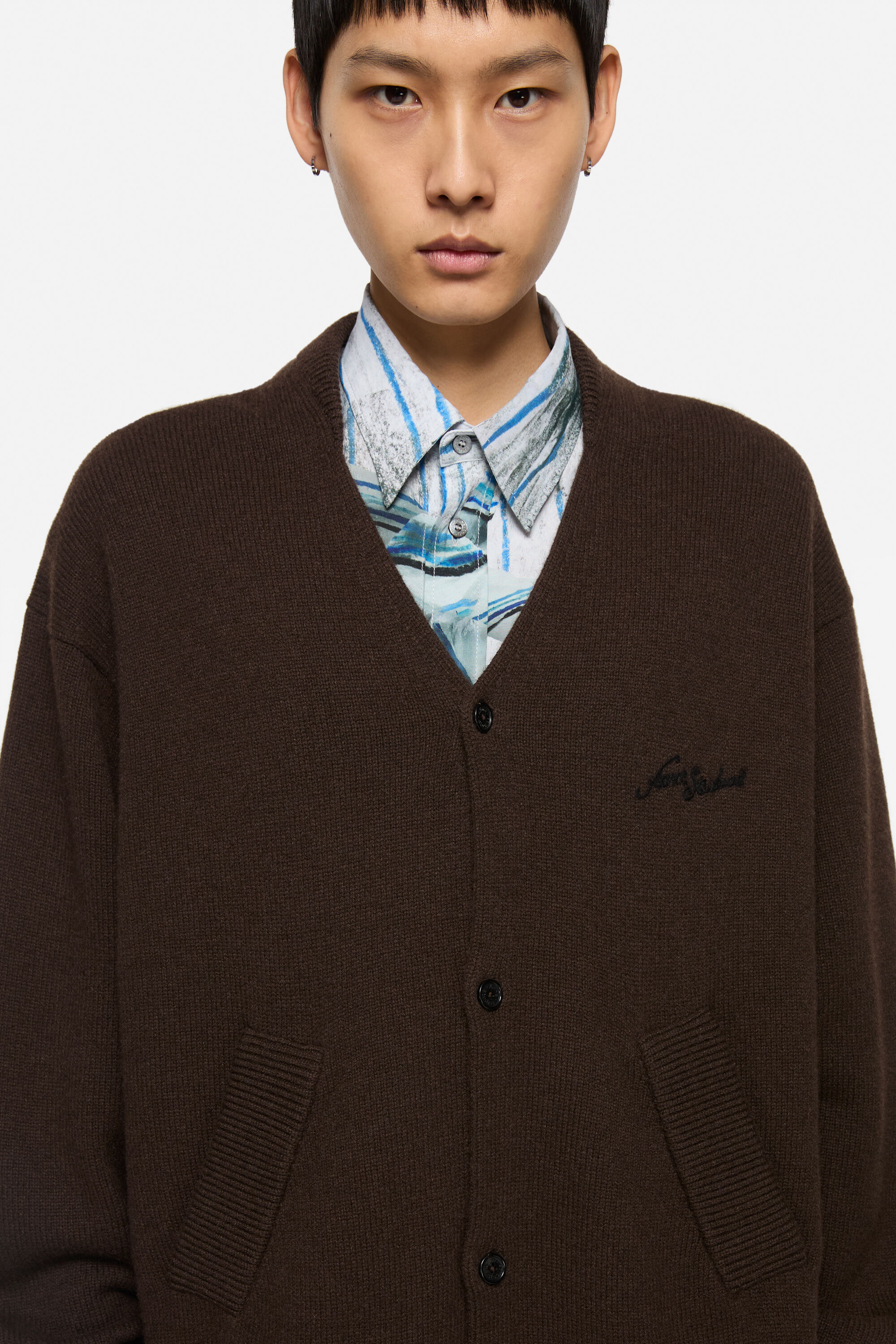 Acne Studios - ウールVネックカーディガン - ダークブラウン