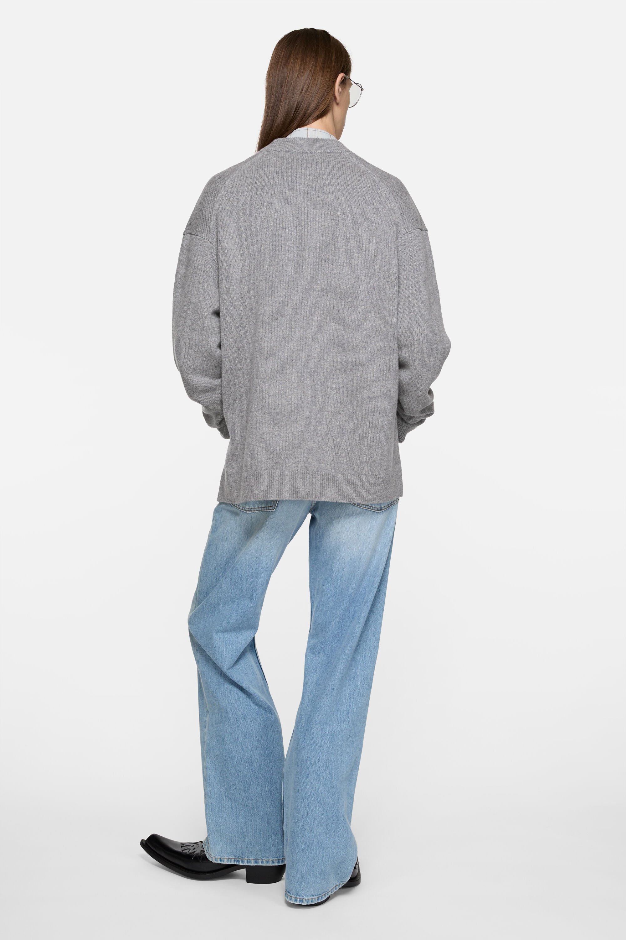 Acne Studios - Wool V-Neck Cardigan - Dark Grey Melange