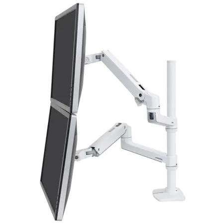 Ergotron LX Dual Stacking Monitor Arm with Tall Pole, White 45-509-216