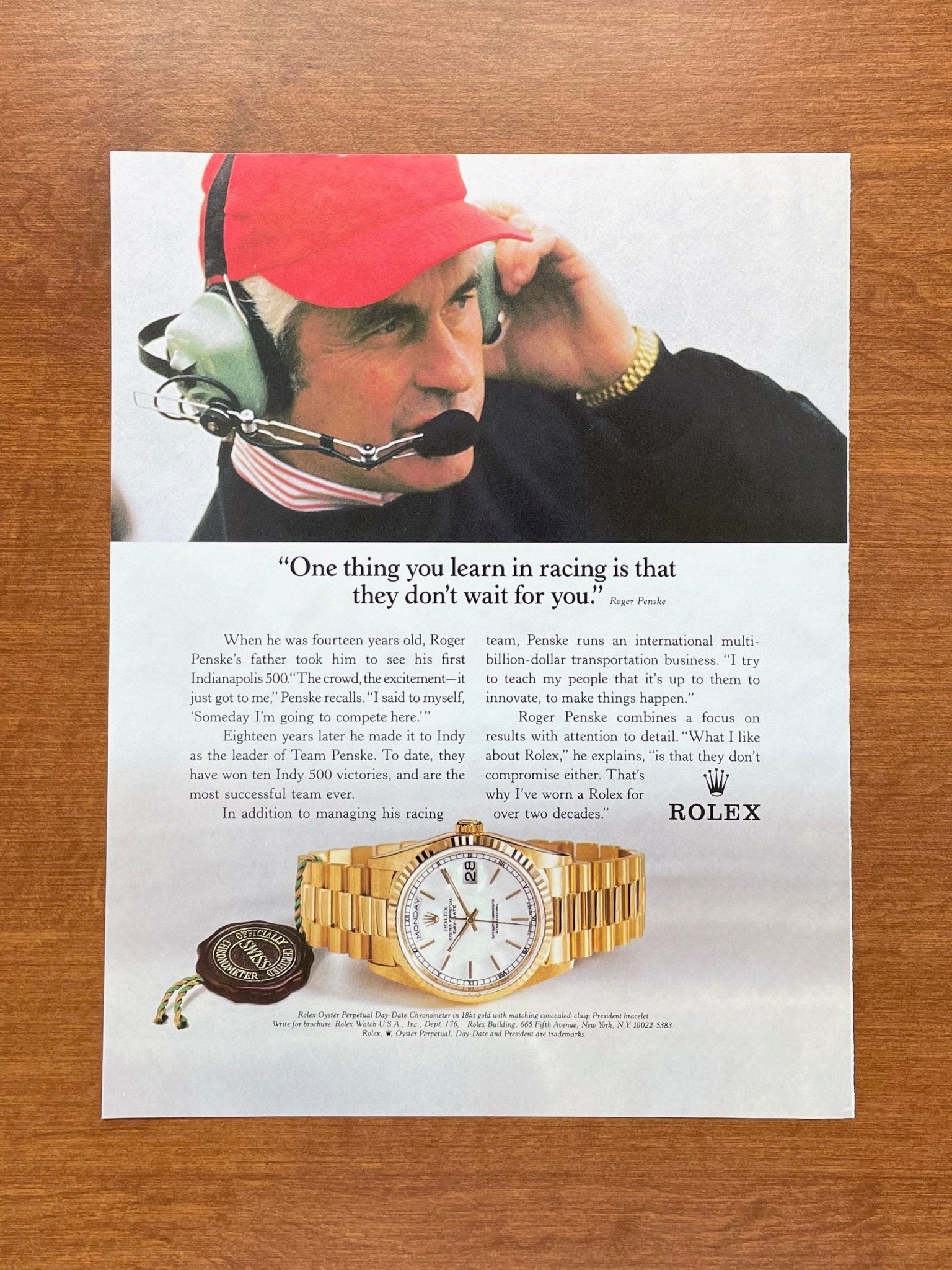 Rolex Day Date Ref. 18238 feat. Roger Penske Advertisement | Ad Patina