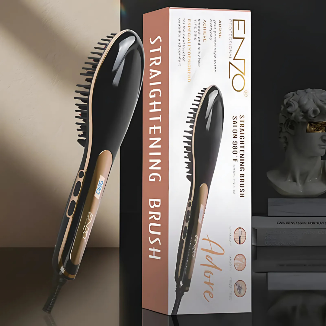 ENZO EN-4108 Professional LCD Vibration Hair Straightener Brush