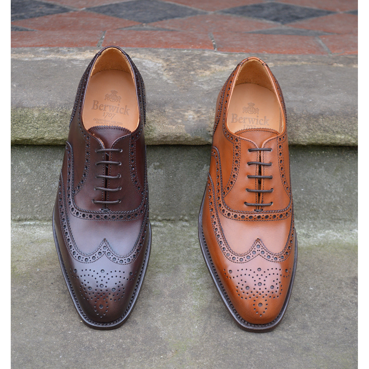 Berwick 1707 Oxford Brogue Tan | Goodyear Welted Brogues | A Fine