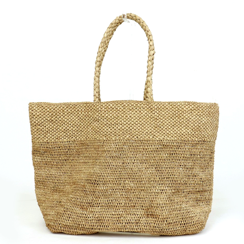 アフリカンスクエアー / ラフィアかぎ編みバッグ2段 長方形 紅茶