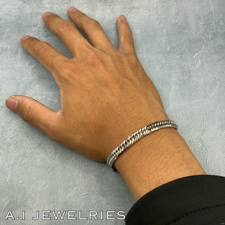 プラチナ850 8面カット トリプル ブレスレット 30g 20cm / Pt85 8cut