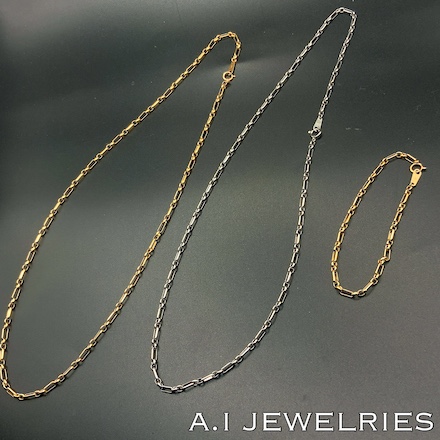 18金 フィガロ デザイン ネックレス 50センチ メンズ ネックレス 商品