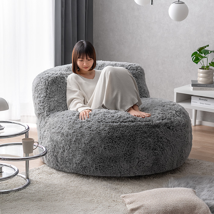 1人掛け クッションソファ まんまる極厚 背もたれ付き もちもち