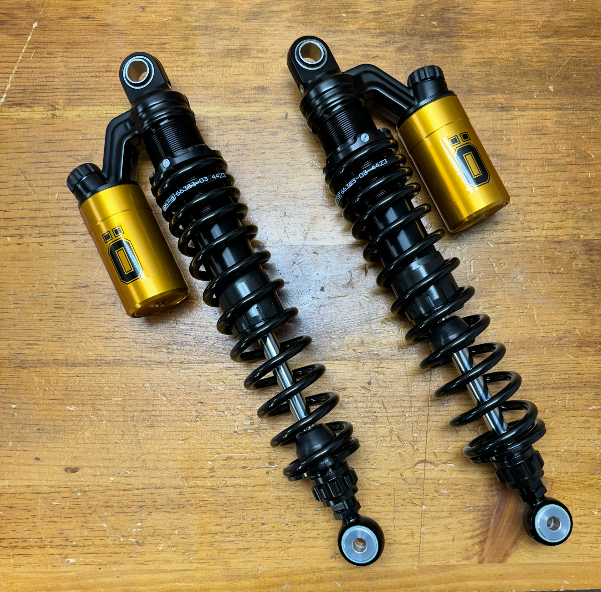 Ohlins S36PR1C1L STX36 Blackline Gold Reservoir Shocks - Triumph
