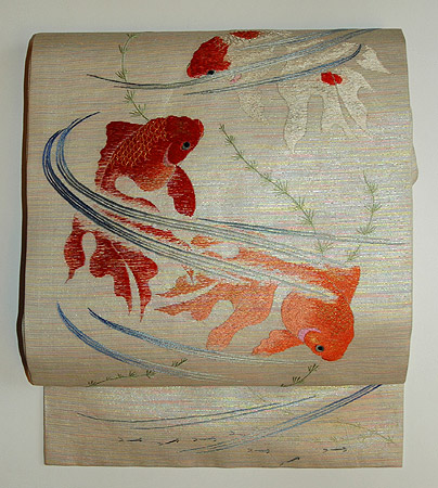 金魚柄刺繍名古屋帯