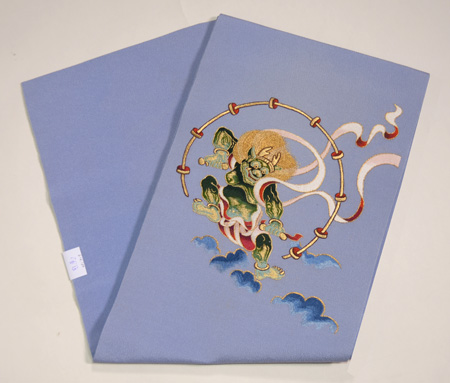 風神雷神図刺繍名古屋帯