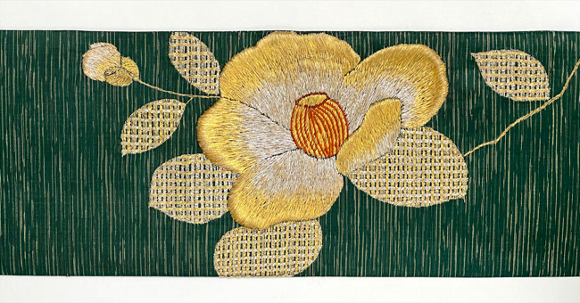 椿の刺繍名古屋帯ご売約済帯22-04-37 | アンティーク着物の灯屋2