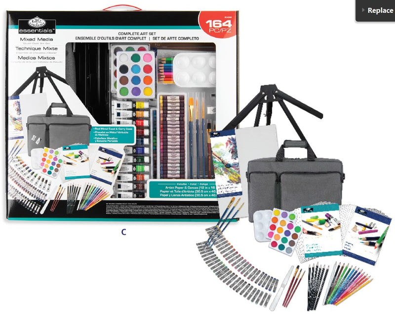 Essentials™ Mixed Media Travel Satchel Art Set with Easel, 164