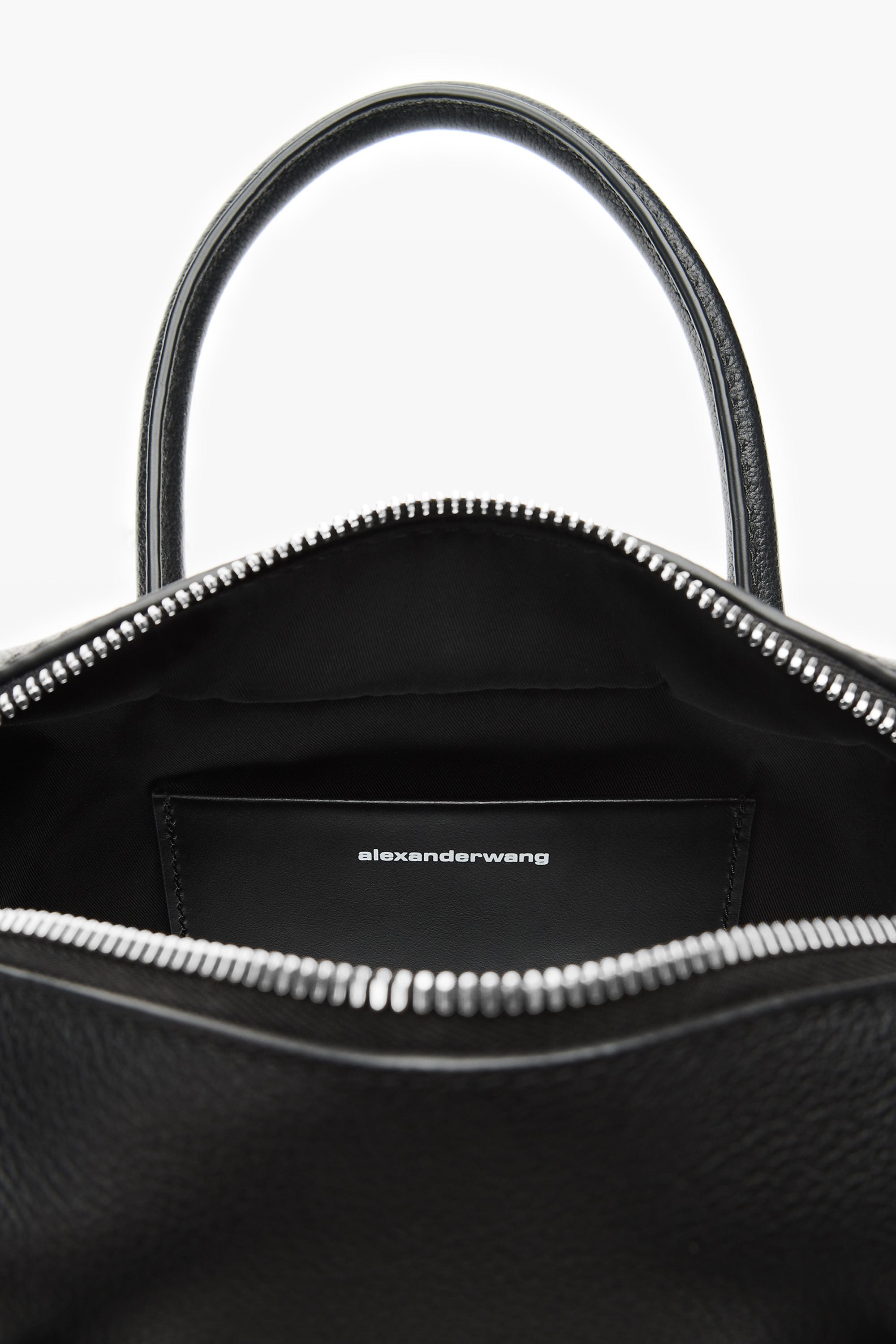 Black leather Roux Small Top Handle Bag in BLACK | alexanderwang®
