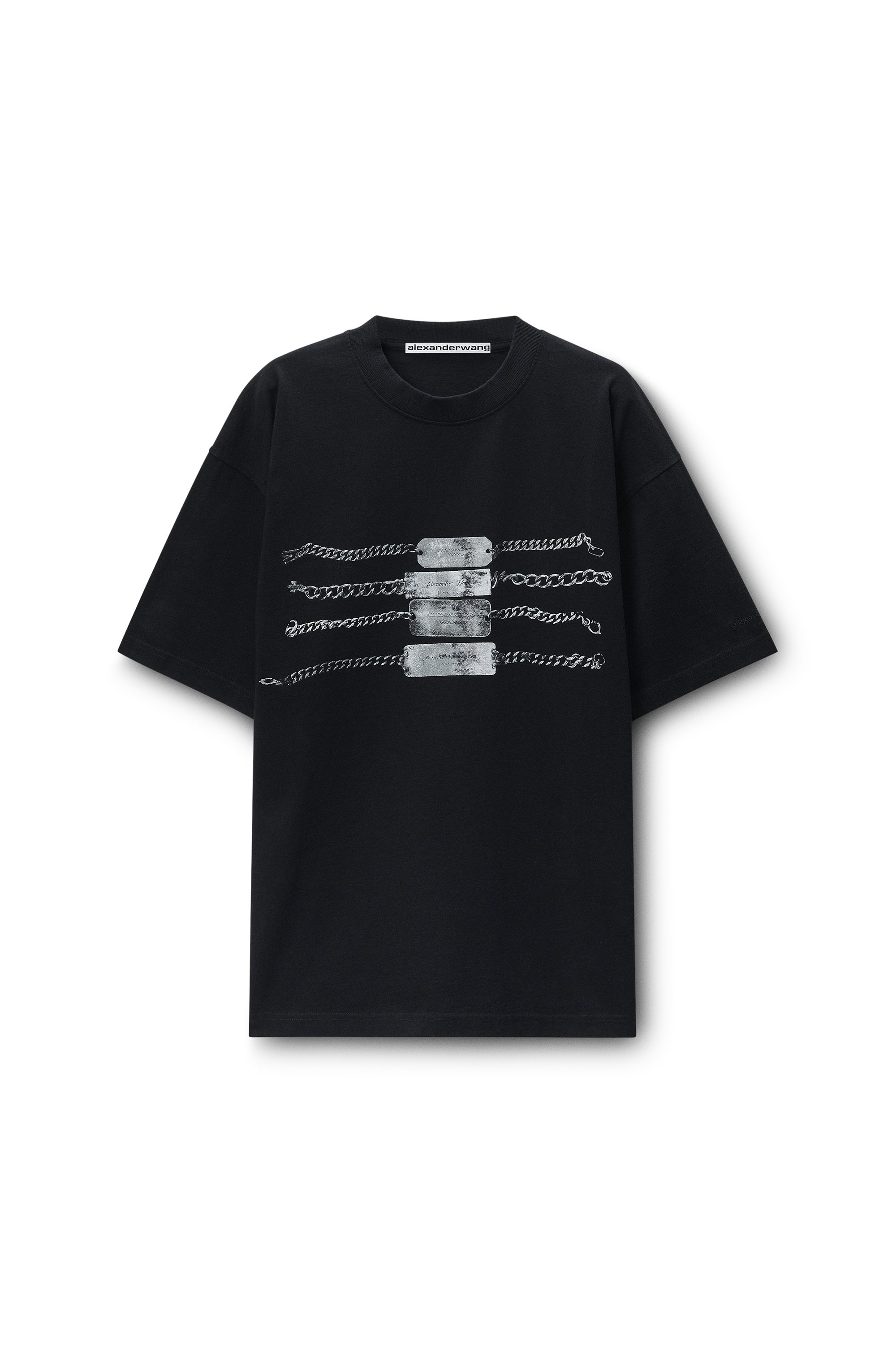Unisex Short Sleeve Chain Graphic Tee in Jersey Oversized in BLACK