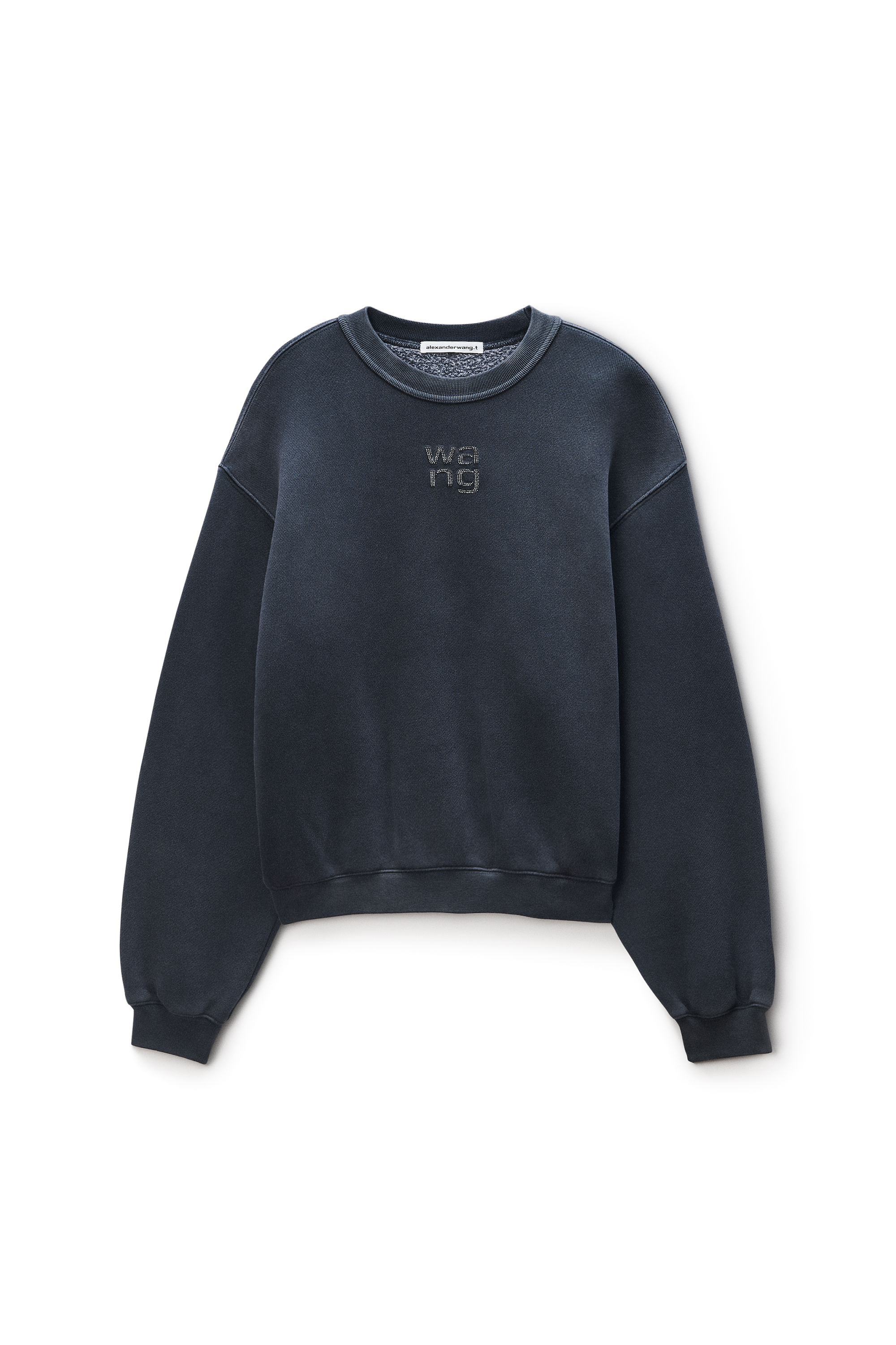 Crystal Hotfix Logo Sweatshirt in WASHED BLACK | alexanderwang®