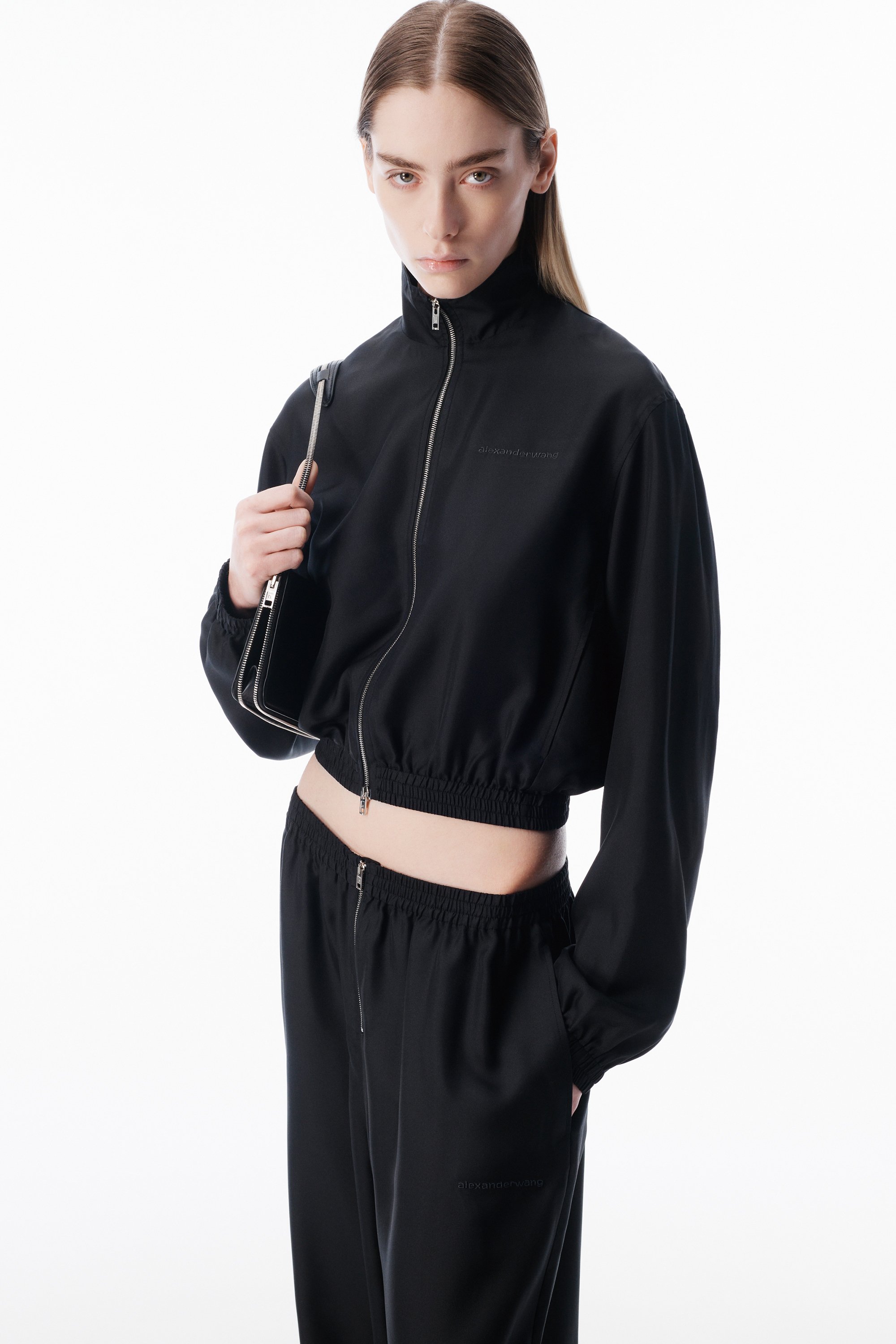 alexanderwang アレキサンダーワング Silk Twill Cropped Track Jacket