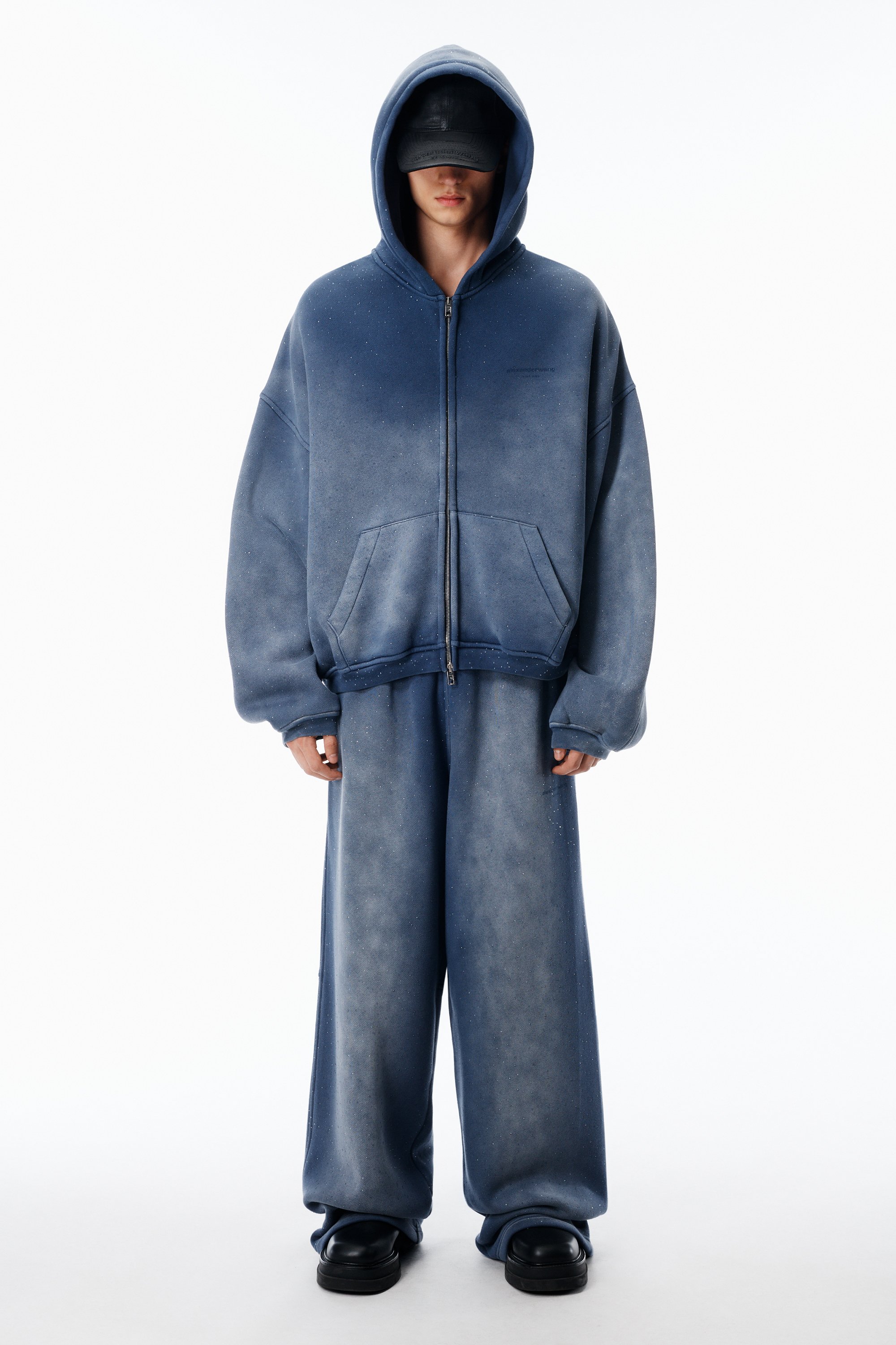 Unisex Sweatpant Hotfix Terry Mid-Rise in WASHED NAVY | alexanderwang®
