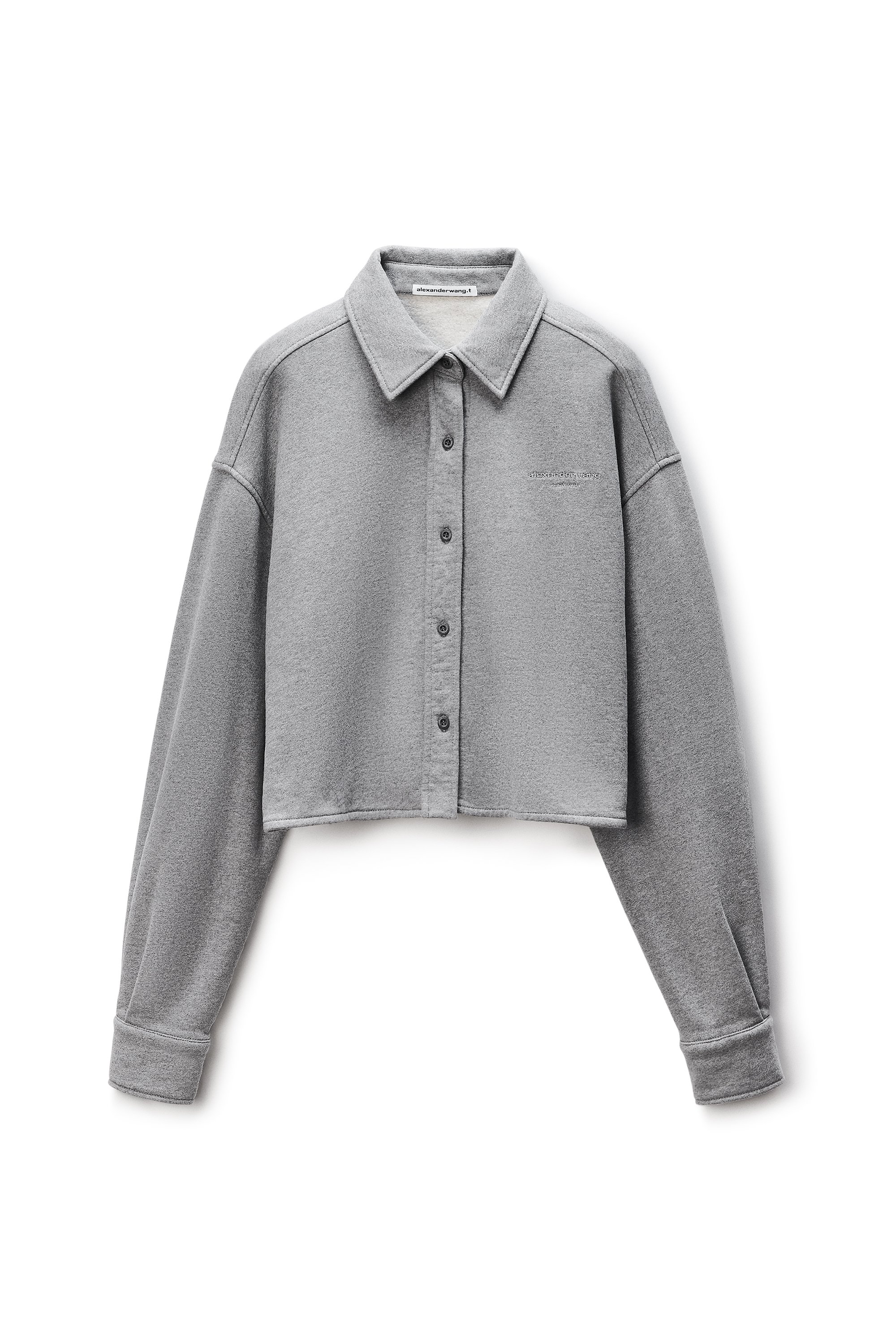 Button Up Cropped Shirt in DARK HEATHER GREY | alexanderwang®
