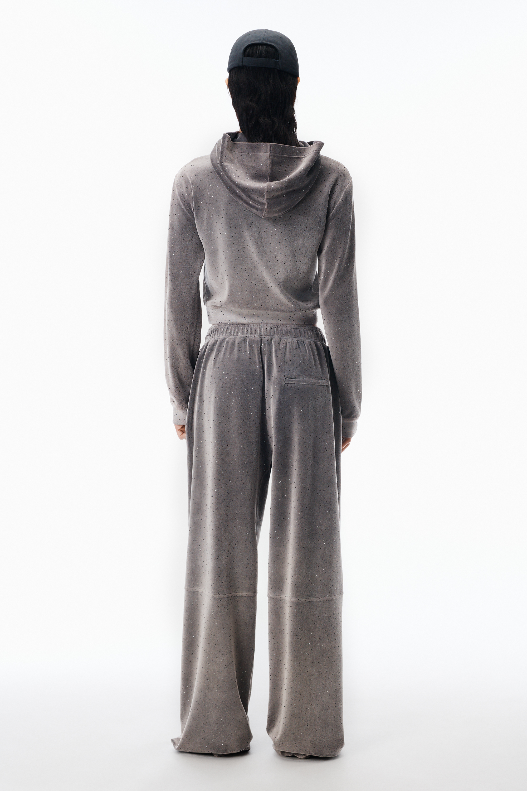 Crystal Hotfix Mid-Rise Terry Sweatpant in TITANIUM | alexanderwang®