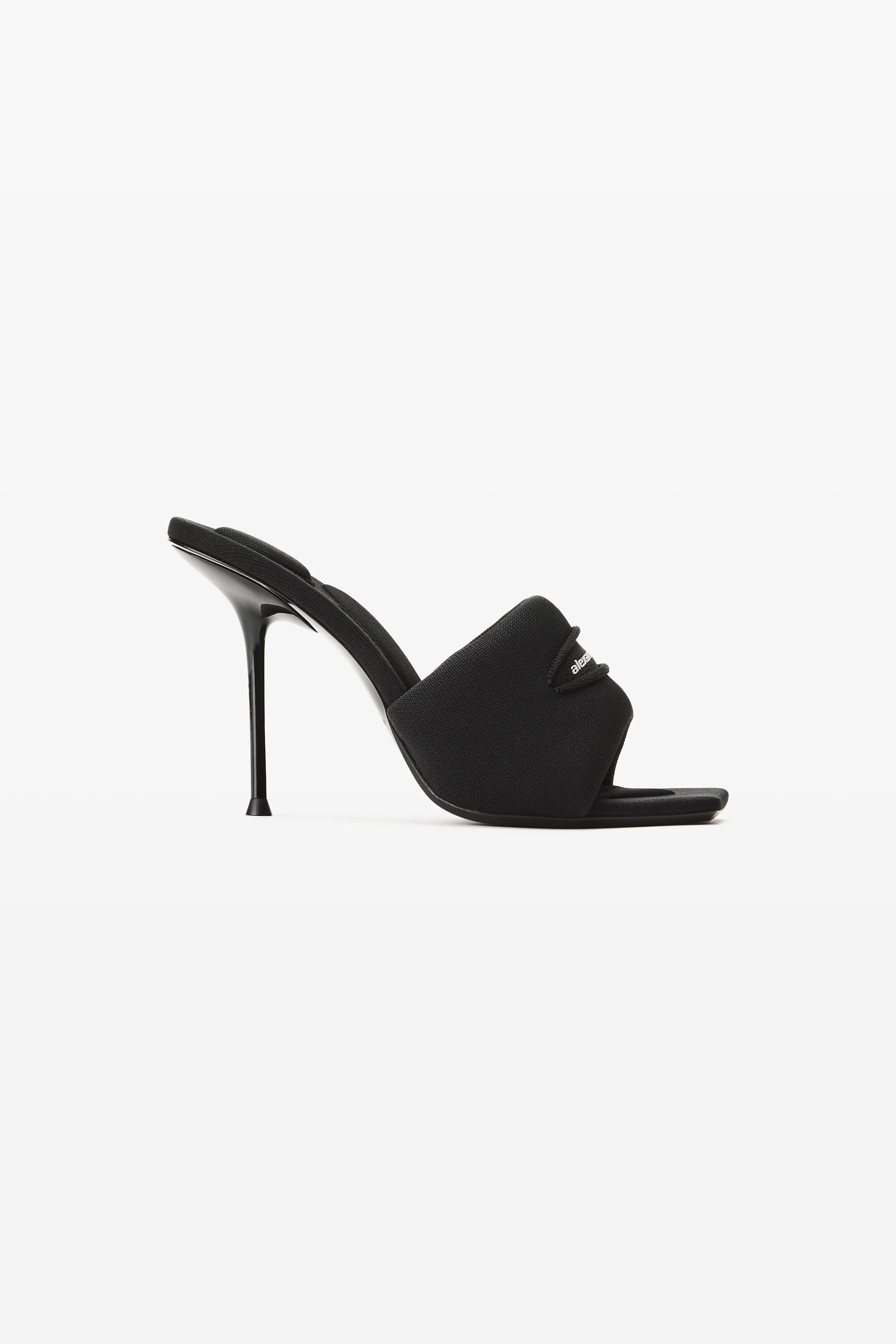 Julie Slash Knit Mule Sandal 105MM in BLACK | alexanderwang®