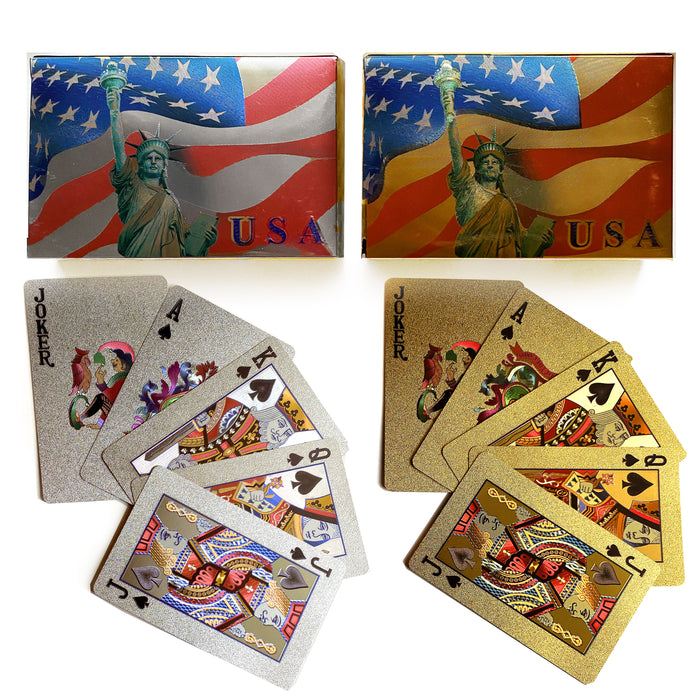 1 Deck Gold or Silver Playing Cards Certified 24k Foil Plated USA