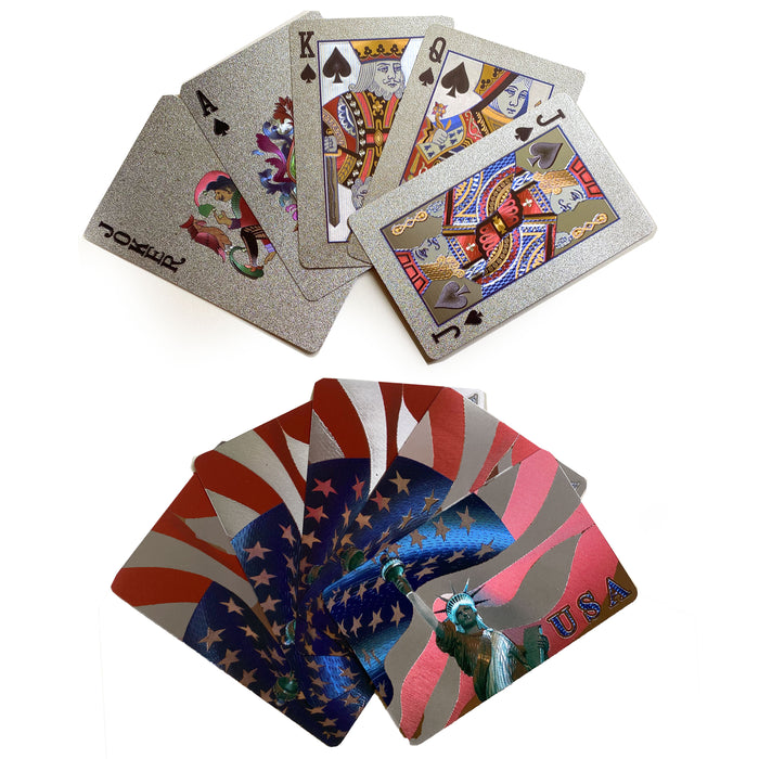 1 Deck Gold or Silver Playing Cards Certified 24k Foil Plated USA