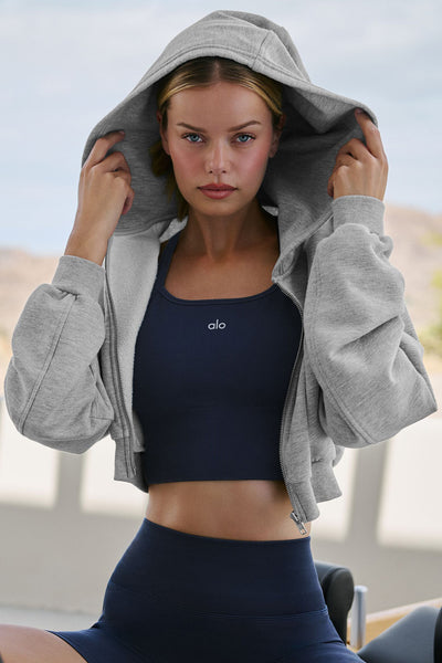 Sweet Escape Zip Up Hoodie - Athletic Heather Grey | ALO