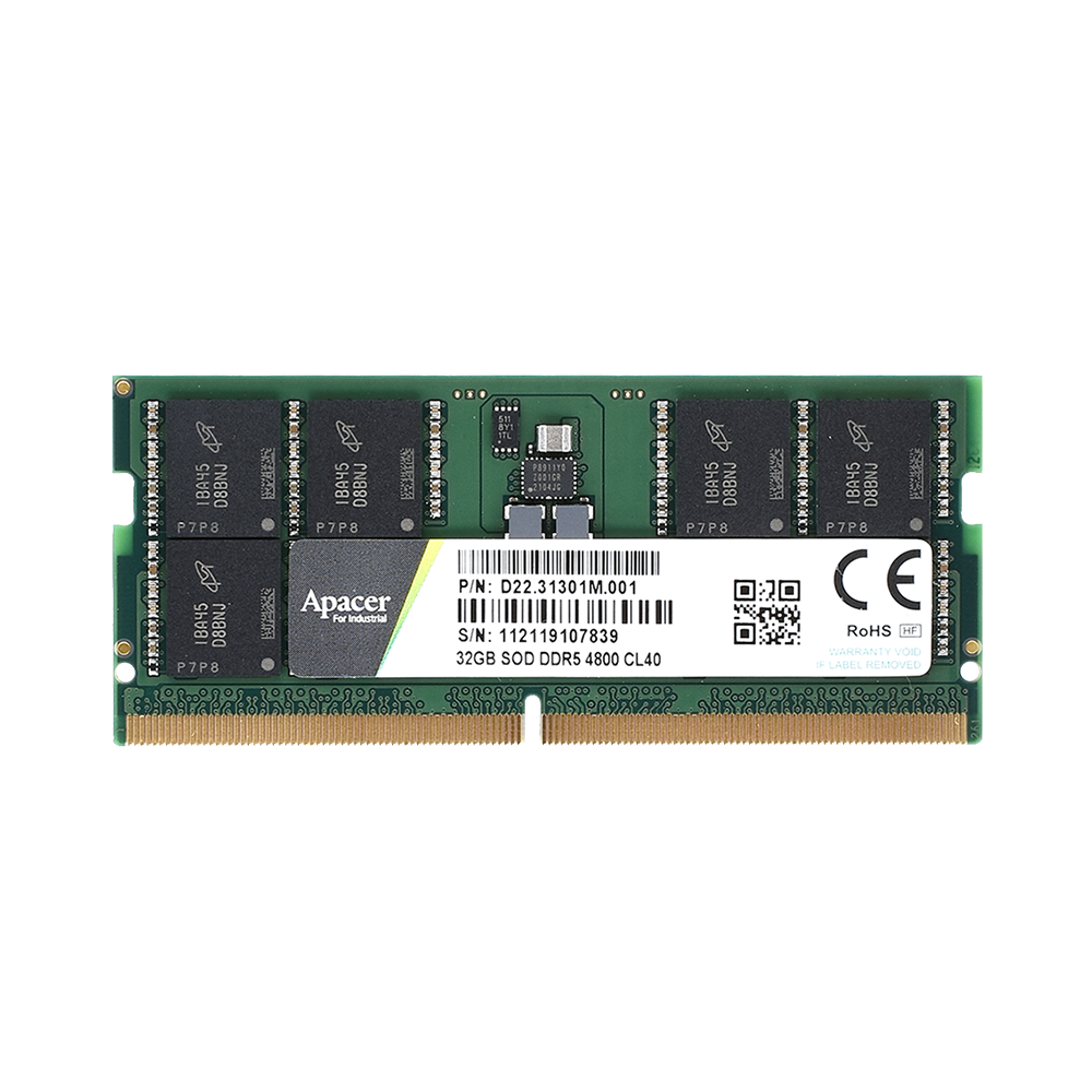 メモリー Apacer 64GB (32GB x 2) DDR5 4800 SODIMM Embedded Memory