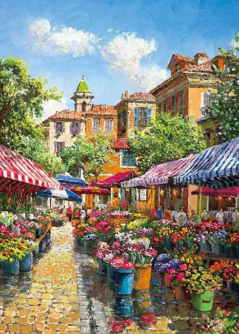ニースのフラワーマルシェ | 光るジグソーパズルのアップルワン