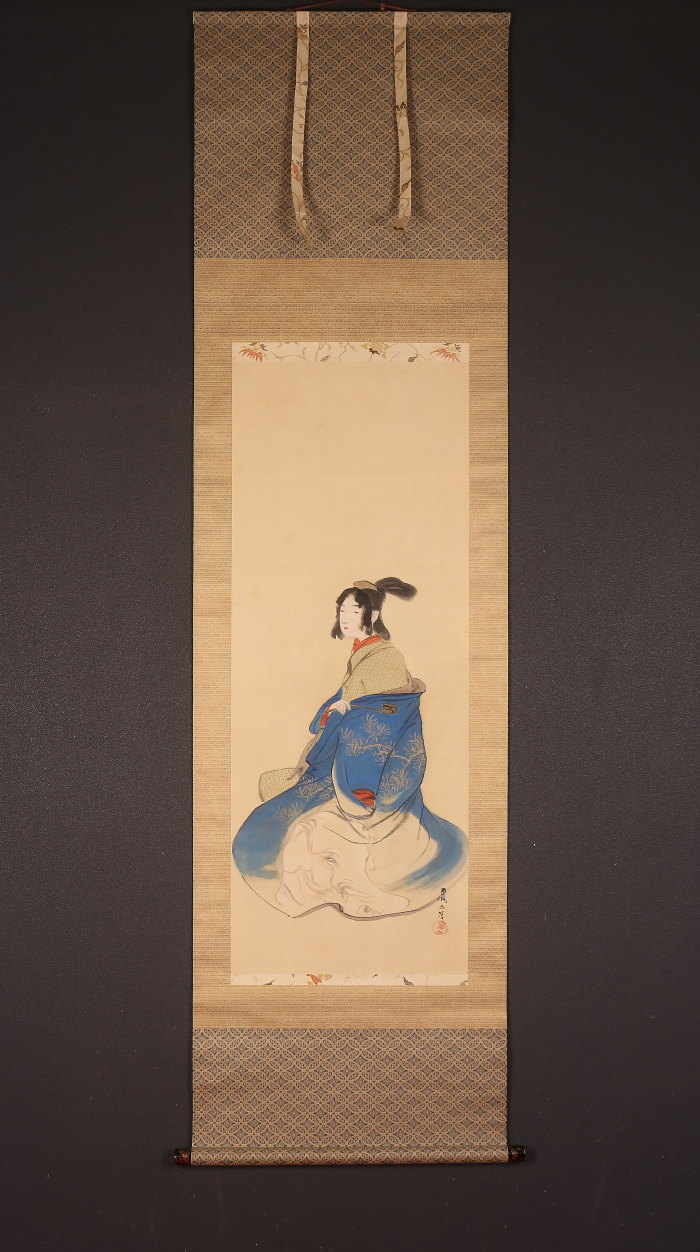 希少！掛軸 船玉大神 秀幸 海上安全 大漁満足 人物画 日本画 仏画 御