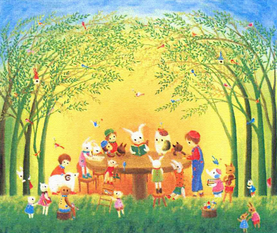 ノブサチ 絵画 (版画/キャンバスジクレー) 森の会議 4722|アート