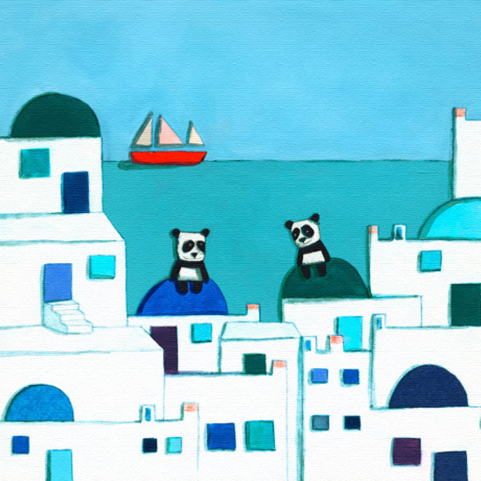 キロメロ 絵画 (版画/キャンバスジクレー) ギリシャのパンダ 7555