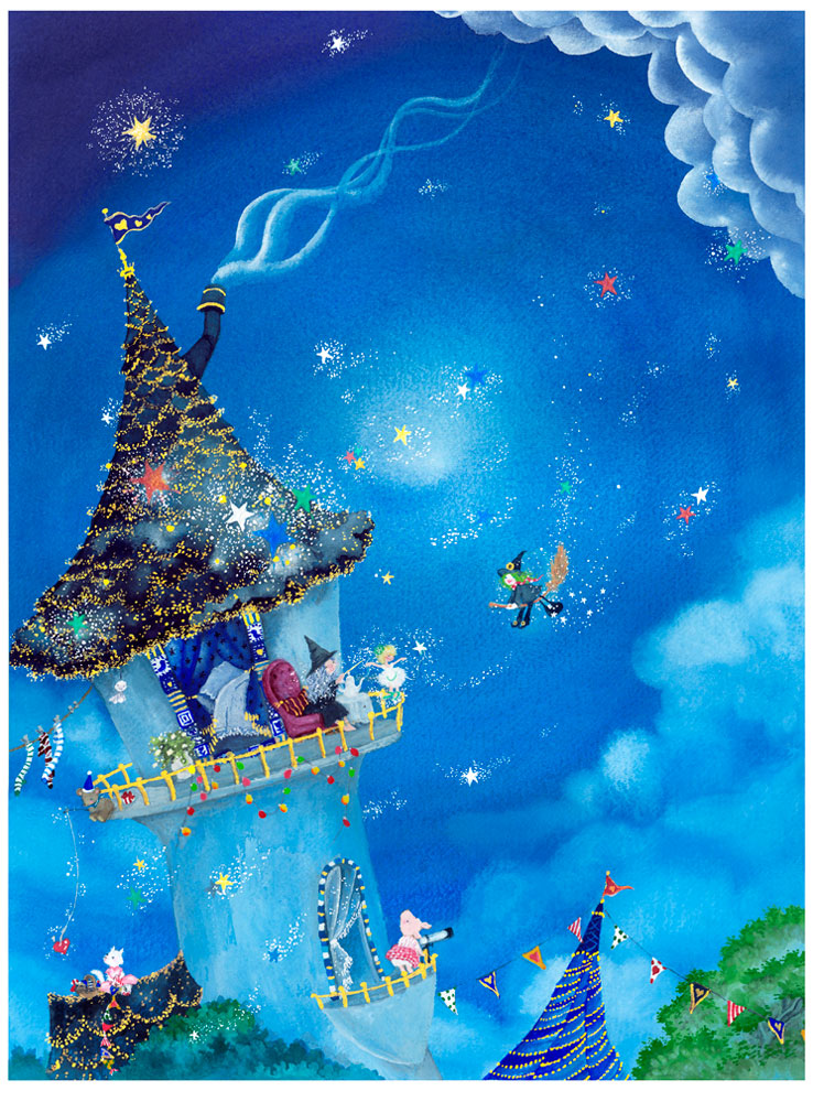 横山真弥 絵画(版画/アーカイバル) 星降る夜の魔法 8468|アート