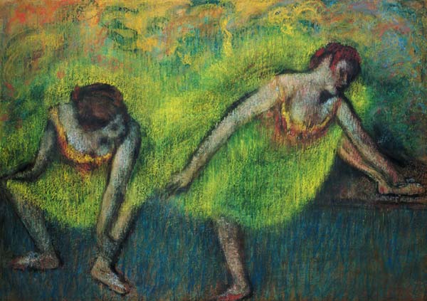 Two dancers relaxing (pastel) - Edgar Degas as art print or hand