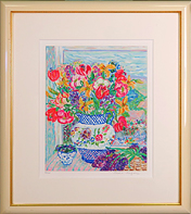 真作保証 レスリー・セイヤー「ガーデン」キャンバス油彩 20号