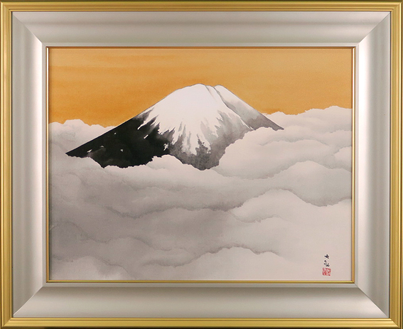 掛軸-1126 横山大観 霊峰富士 多色コロタイプ 足立美術館 印刷工芸