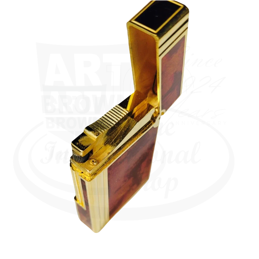 S.T. Dupont Gatsby Brown/Orange Lacquer and Gold Dust Gold Lighter