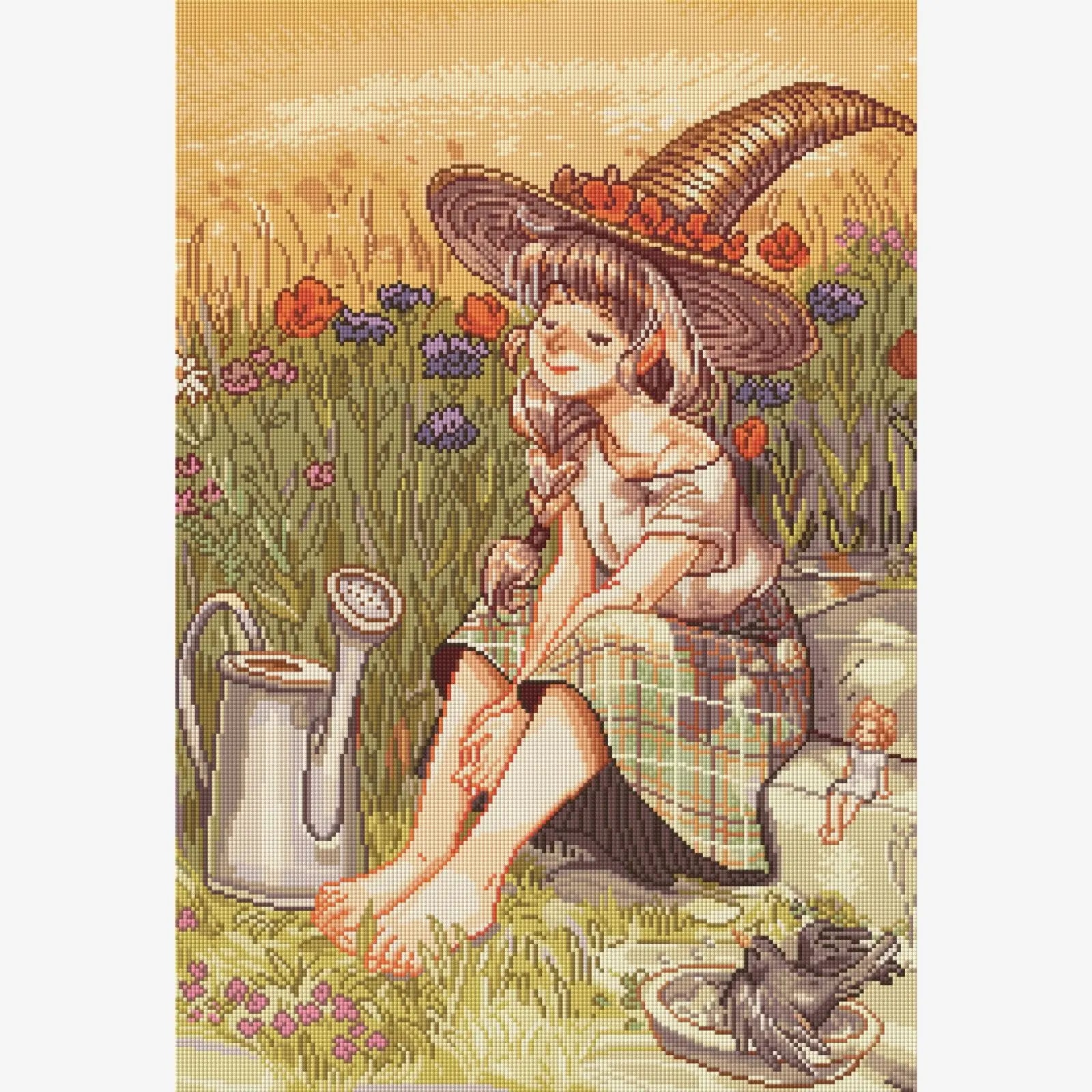 ダイヤモンドペインティングキット、太陽の下で、大サイズの