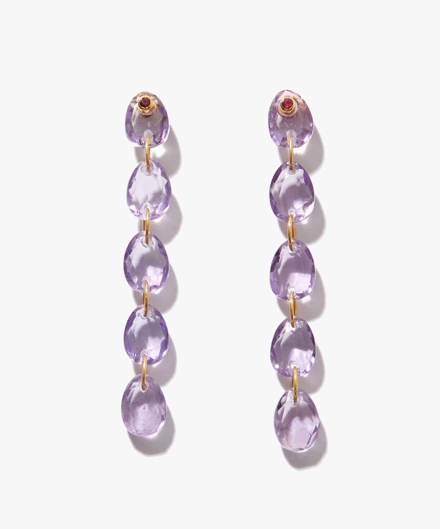 eden] lavender amethyst tear drops pierced earring｜ARTIDA OUD