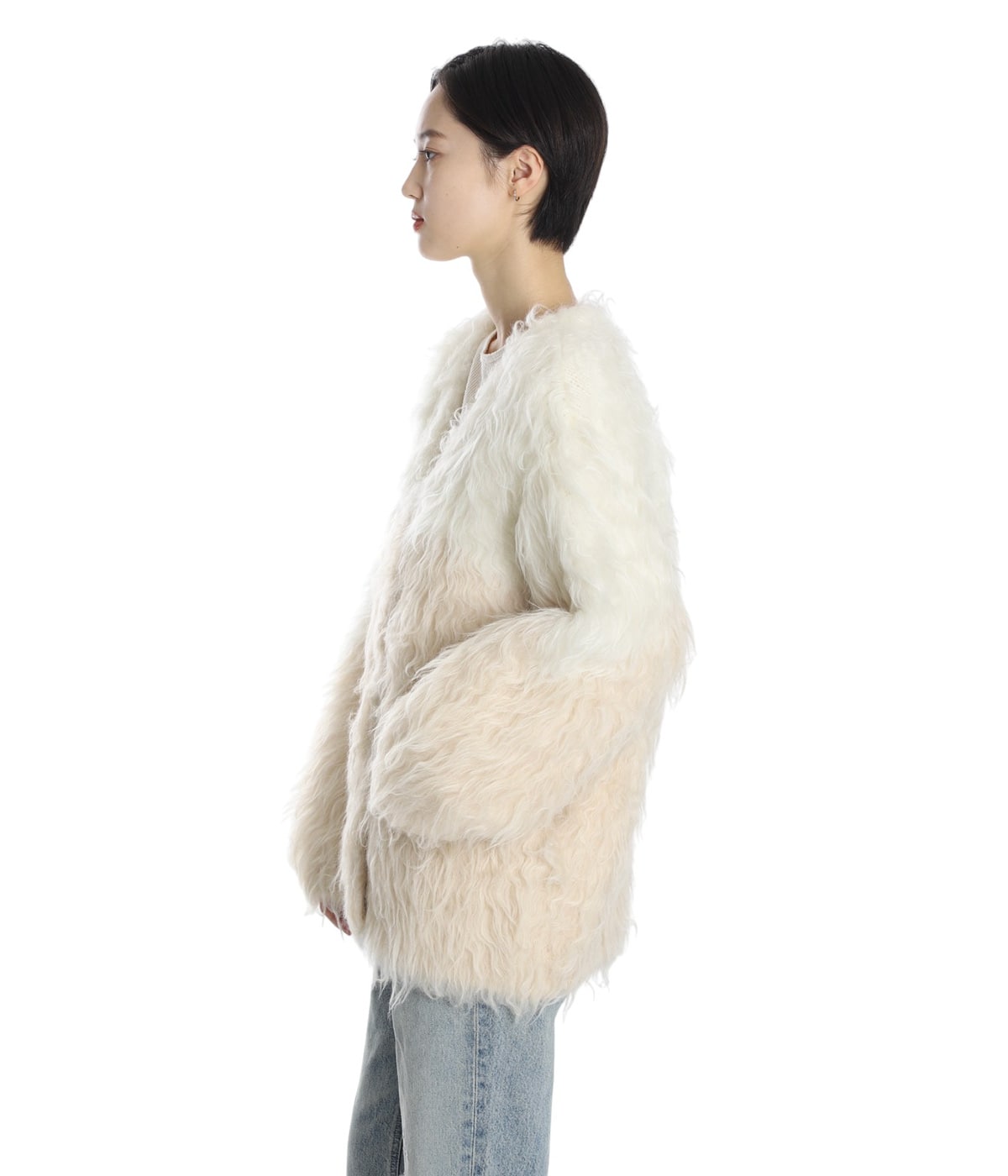 レディース】BI COLOR SHAGGY KNIT CARDIGAN | CLANE(クラネ