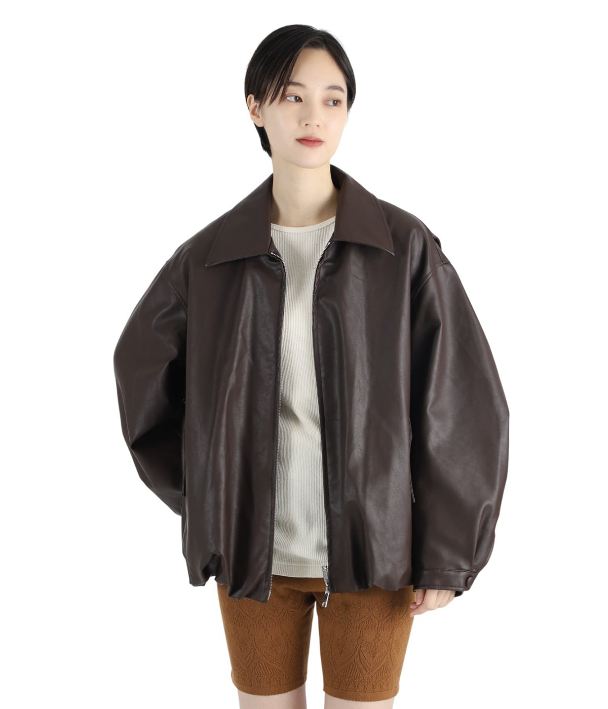 レディース】FAKE LEATHER BALLOON JACKET | CLANE(クラネ) / アウター