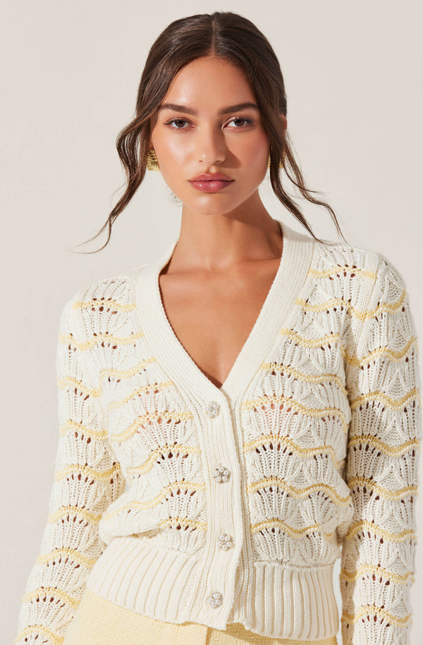 Janira Wavy Stripe Pointelle Cardigan - ASTR the Label