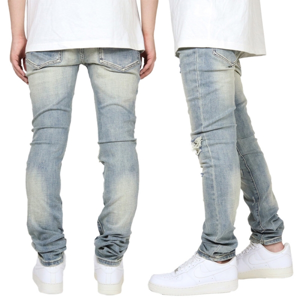 X204 STRETCH DENIM BLACK BLUE デニム スキニーパンツ|mnml