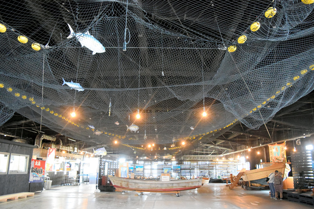 ここは海底？見上げれば、泳ぐ魚と巨大な網 陸で探検「ひみの海